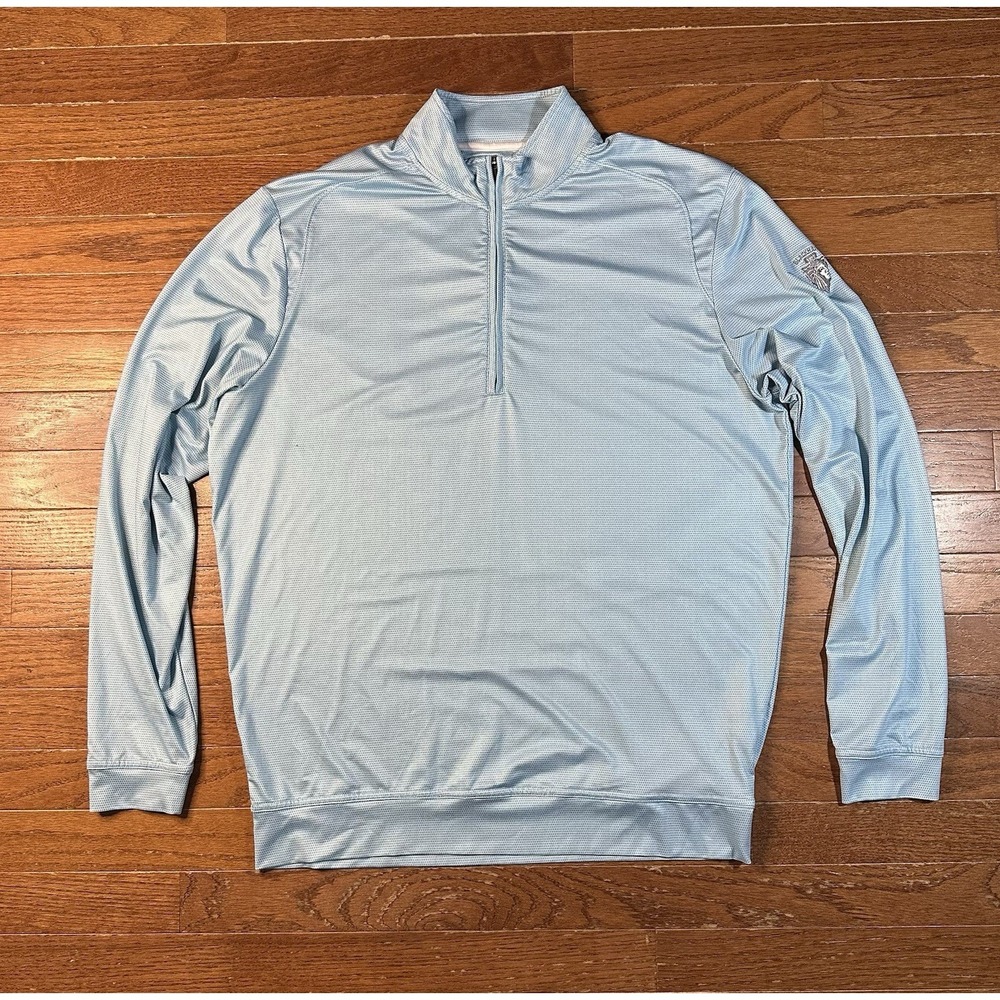 Johnnie O Pullover Performance Sheldon Quarter Zip Stretch Aqua Medium Golf Logo